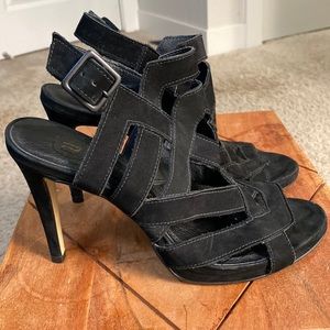 Black velvety sandals 7.5US